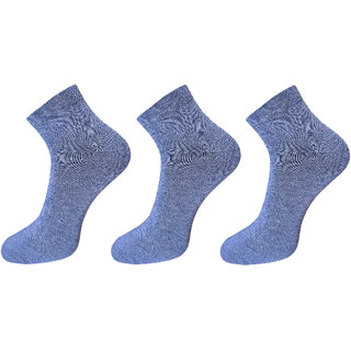 USOXO Soft Breathable Combed Cotton Ankle Socks For Men Pack Of 3 (Navy melange) Neo melange