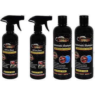 DIPREM 01 Liquid Car Polish and Shampoo 500 ml for Metal Parts, Exterior, Dashboard, Tyres, Windscreen Pack of 4