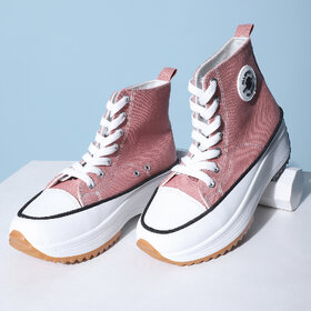 Mozafia Women Pink Chain Strap Lilit Round Tip Plain Pattern Shoe