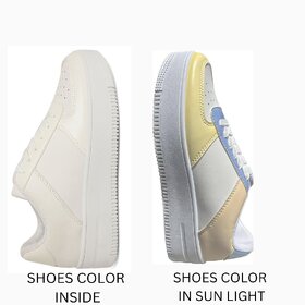 Mozafia Women White, Blue, Yellow Chain Strap Lilit Round Tip Plain Pattern Shoe