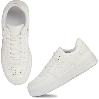                       Mozafia CH ZOOM PU White Lace up Sneakers For Men                                              