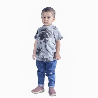                       Kid Kupboard Cotton Baby Boys T-Shirt, Light Grey, Half-Sleeves, Crew Neck, 2-3 Years KIDS4843                                              