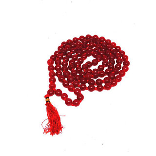                       Jinanshi FashionNatural Red Agate Stone Prayer Mala -8 MM 108+1 Beads Jaap mala for Meditation (42 x 2 x 1 Cm)Red.                                              