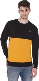 RAVES Men Black Full Sleeve Color Block Sweatshirt