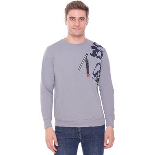 Raves Men Grey Full Sleeve Printed Sweatshirt