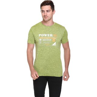                       Raves Men Solid Round Neck Poly Cotton Green T-Shirt                                              