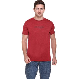                       Raves Men Solid Round Neck Poly Cotton Maroon T-Shirt                                              
