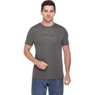                       Raves Men Solid Round Neck Poly Cotton Grey T-Shirt                                              