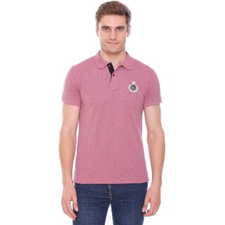                       RAVES Men Solid Polo Collar Poly Cotton Pink T-Shirt                                              