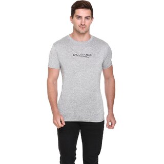                       Raves Men Solid Round Neck Poly Cotton Grey T-Shirt                                              