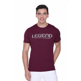                       RAVES Men Solid Round Neck Polyester Purple T-Shirt                                              