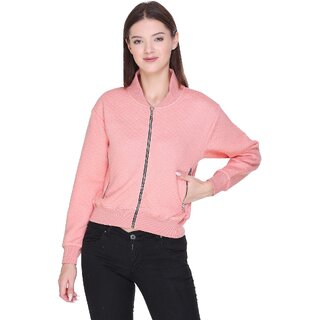                       RAVES Women Pink Full Sleeve Solid Sweatshirt                                              