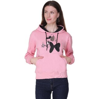                       RAVES Women Pink Full Sleeve Printed Sweatshirt                                              