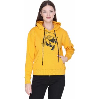                       RAVES Women Yellow Full Sleeve Solid Sweatshirt                                              