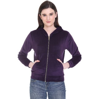                       RAVES Women Purple Full Sleeve Solid Sweatshirt                                              