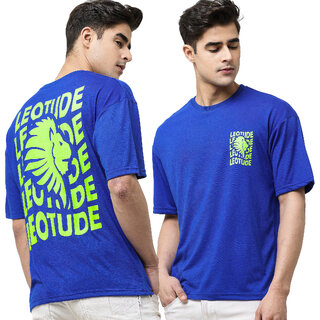                       Leotude Men Blue Printed Cotton Blend T-Shirt                                              