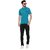 RAVES Men Solid Polo Collar Poly Cotton Blue T-Shirt