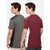 Raves Men Solid Round Neck Polyester Maroon, Grey T-Shirt