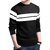 Leotude Men Black Striped Cotton Blend Casual T-Shirt