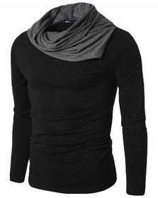 Leotude Men Black Solid Cotton Blend T-Shirt