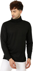 Leotude Men Black Solid Cotton Blend T-Shirt