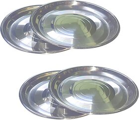 SHINI LIFESTYLE steel plate,halwa plate, light wiegth plate, Breakfast Plates Quarter Plate (Pack of 4)