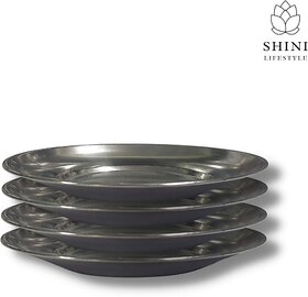 SHINI LIFESTYLE Steel Half plate, round and simple plate daily ware steel plate, breakfast plate Quarter Plate (Pack of 4)