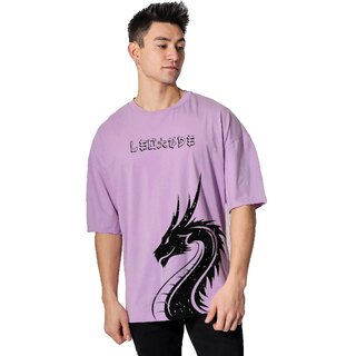                       Leotude Men Purple Printed Cotton Blend T-Shirt                                              