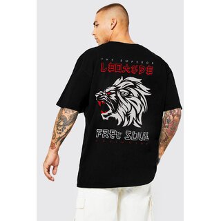                       Leotude Men Black Printed Cotton Blend T-Shirt                                              