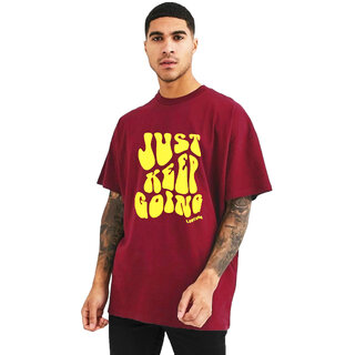 Leotude Men Maroon Printed Cotton Blend T-Shirt