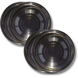 SHINI LIFESTYLE Heavy Gauge Steel Laser Halva Plates / Breakfast Plates / Serving Plates, 17 cm Quarter Plate (Pack of 4)