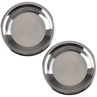                      SHINI LIFESTYLE Stainless Steel Parat, Steel parat for kitchen, Atta Parat, Parati, Paraati Paraat (Pack of 2)                                              