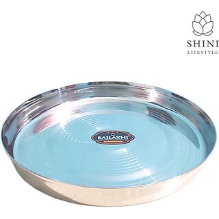                       SHINI LIFESTYLE Stainless Steel Premium Laser Design Dinner plate Set /Dinnerware, Set of 1 Dinner Plate                                              