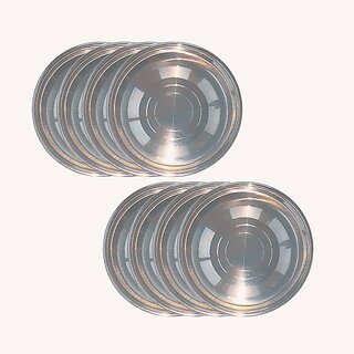                       SHINI LIFESTYLE Steel Quarter plate Laser design, halwa plate, choti plate, half plate, Quarter Plate (Pack of 8)                                              
