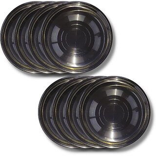                       SHINI LIFESTYLE Heavy Gauge Steel Laser Halva Plates / Breakfast Plates / Serving Plates, 17 cm Quarter Plate (Pack of 8)                                              