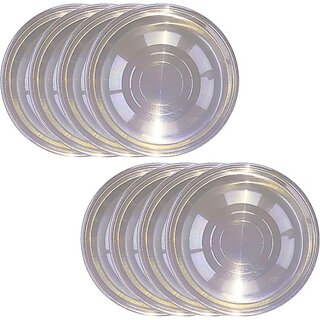                       SHINI LIFESTYLE Stainless Steel Halwa Plates/ Breakfast plates/ Serving Plates(Dia-17cm) Quarter Plate (Pack of 8)                                              