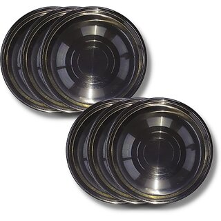                       SHINI LIFESTYLE Heavy Gauge Steel Laser Halva Plates / Breakfast Plates / Serving Plates, 17 cm Quarter Plate (Pack of 6)                                              