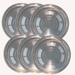                       SHINI LIFESTYLE Steel Quarter plate Laser design, halwa plate, choti plate, half plate, Quarter Plate (Pack of 6)                                              