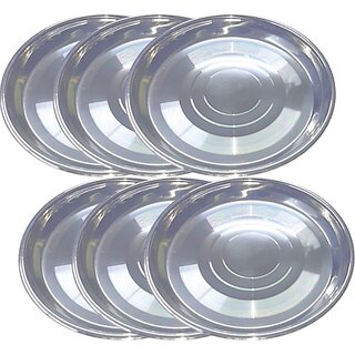                       SHINI LIFESTYLE steel plate,halwa plate, light wiegth plate, Breakfast Plates Quarter Plate (Pack of 6)                                              