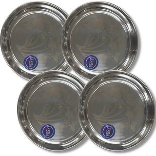                       SHINI LIFESTYLE Stainless Steel Plate, khumcha Thali, dinner plate lunch plate Dinner Plate (Pack of 4)                                              
