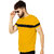 Leotude Men Yellow Color Block Cotton Blend T-Shirt
