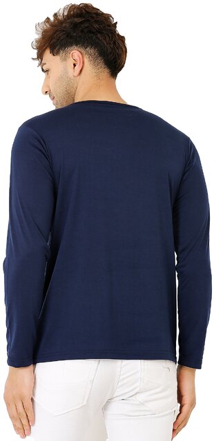 Leotude Men Navy Printed Cotton Blend T-Shirt