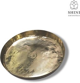 SHINI LIFESTYLE Brass thali,Elegant,Decorative,Polished brass,Traditional Indian dinnerware 28cm Dinner Plate