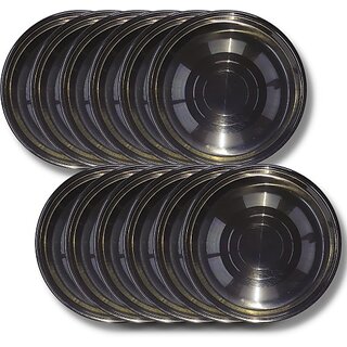                       SHINI LIFESTYLE Heavy Gauge Steel Laser Halva Plates / Breakfast Plates / Serving Plates, 17 cm Quarter Plate (Pack of 12)                                              