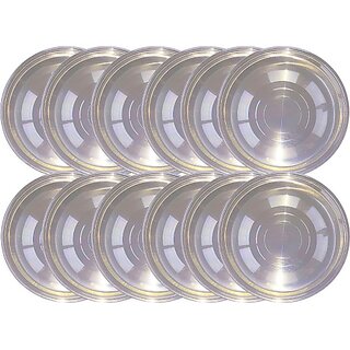                       SHINI LIFESTYLE Steel Quarter plate Laser design, halwa plate, choti plate, half plate, Quarter Plate (Pack of 12)                                              