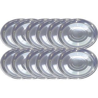                       SHINI LIFESTYLE steel plate,halwa plate, light wiegth plate, Breakfast Plates Quarter Plate (Pack of 12)                                              