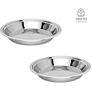                       SHINI LIFESTYLE Traditional parat for roti making,Parat with high sides,steel parat 31cm Paraat (Pack of 2)                                              