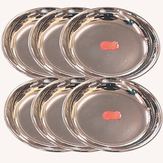                       SHINI LIFESTYLE Breakfast plate, Nashta Plate, Halva plate set Metal halva plate Half Plate (Pack of 6)                                              