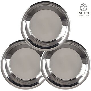                       SHINI LIFESTYLE Stainless Steel Parat, Atta Parat, Parati, Steel parat for kitchen, Paraat (Pack of 3)                                              