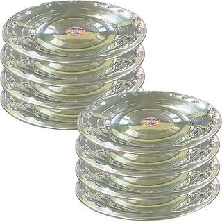                       SHINI LIFESTYLE Steel Snack Plates/Quarter Plates Set/ Dinner Set/Steel Plates19cm Quarter Plate (Pack of 8)                                              